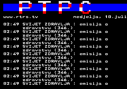 307.17 www.rtrs.tv nedjelja, 10.juli 02:49 SVIJET ZDRAVLJA | emisija o zdravstvu (346.) 02:49 SVIJET ZDRAVLJA | emisija o zdravstvu (346.) 02:49 SVIJET ZDRAVLJA | emisija o zdravstvu (346.) 02:49 SVIJET ZDRAVLJA | emisija o zdravstvu (346.) 02:49 SVIJET ZDRAVLJA | emisija o zdravstvu (346.) 02:49 SVIJET ZDRAVLJA | emisija o zdravstvu (346.) 02:49 SVIJET ZDRAVLJA | emisija o zdravstvu (346.) 02:49 SVIJET ZDRAVLJA | emisija o zdravstvu (346.) 02:49 SVIJET ZDRAVLJA | emisija o