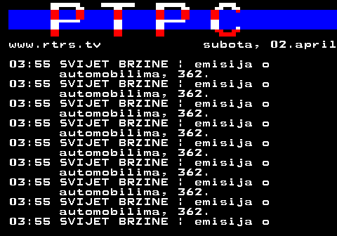 307.41 www.rtrs.tv subota, 02.april 03:55 SVIJET BRZINE | emisija o automobilima, 362. 03:55 SVIJET BRZINE | emisija o automobilima, 362. 03:55 SVIJET BRZINE | emisija o automobilima, 362. 03:55 SVIJET BRZINE | emisija o automobilima, 362. 03:55 SVIJET BRZINE | emisija o automobilima, 362. 03:55 SVIJET BRZINE | emisija o automobilima, 362. 03:55 SVIJET BRZINE | emisija o automobilima, 362. 03:55 SVIJET BRZINE | emisija o automobilima, 362. 03:55 SVIJET BRZINE | emisija o